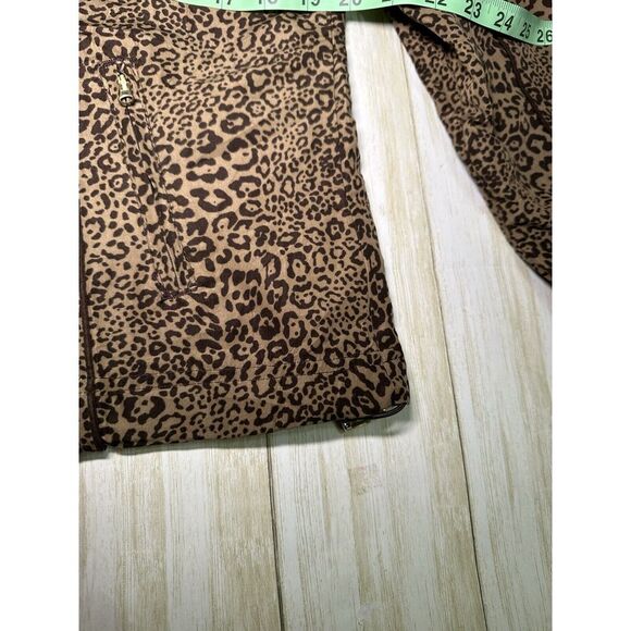 Activology Womens Leopard Print Jacket Full Zip Plus Size PM Pockets‎ Brown - Picture 10 of 12